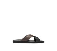 BOSS Mens Darrel Slid Faux-leather slides with two-tone straps Size 5