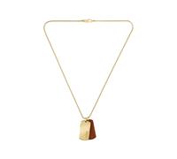 BOSS Men's Devon Brown Leather & Gold Tone Double Tag Pendant Necklace
