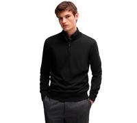 BOSS Regular-fit zip-neck sweater in virgin wool - Style Ebenji, 50528300 Black XXL