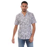 Boss Mens Ellino Short-Sleeved Shirt - Purple - M - Purple