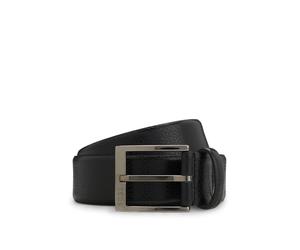 BOSS Men's Elloy-Gr Sz35 Grained Italian Leather Belt with Polished Pin Buckle, Black, 85