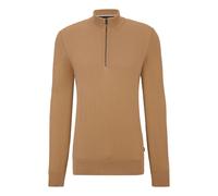 Boss Mens Embrando-P Quarter-Zip Sweater in Beige Cotton - Size 2XL