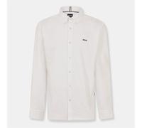 Boss Mens Embroidered Collared Neck Button Down Long Sleeve Shirt in Open White - Size 2XL