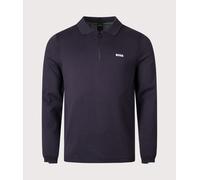 BOSS Mens Ever-X Knitted Long Sleeve Polo Shirt - Colour: 402 Dark Blue - Size: Medium