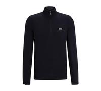 BOSS Green Ever-X Mens Cotton Blend Zip-Neck Sweater with Logo Print - Dark Blue - Size Large