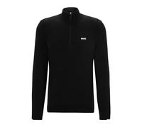 BOSS Mens Ever-X QZ Logo-Print Zip-Neck Sweater in a Cotton Blend Black