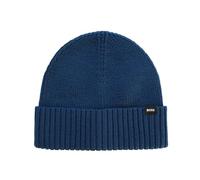 BOSS Men's Fold Over Knitted Beanie Hat Fati_O, (UK, Alpha, One Size, Standard, Navy)