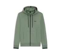 BOSS Mens FZ Hoodie Zone Cotton-blend zip-up hoodie with stripe details