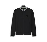 BOSS Mens FZ Zone Cotton-blend zip-up sweatshirt with striped trims Black