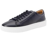 BOSS Mens Gary Tenn Gary Leather Low-top Trainers with Branded lace Loop Size 6 Dark Blue