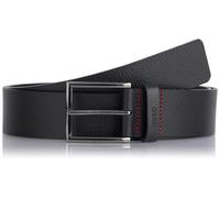 Men's HUGO Giaspo Mens Grained-Leather Belt With Logo-Stamped Keeper - Black - Size: W34