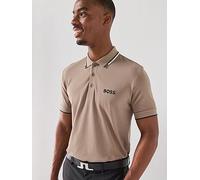 BOSS Green Paddy Pro Mens Cotton Blend Polo Shirt With Contrast Logos - Light/Pastel Green 335 - Light/Pastel Green 335 - XL