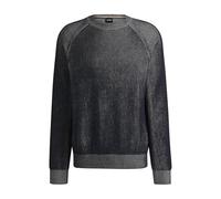 BOSS Cotton-linen sweater with striped knit - Style H-Jilberto, 50540632 Dark Blue XL