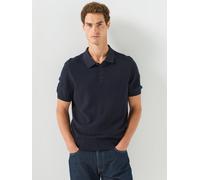 BOSS Men's H Lurazio Textured Knitted Polo Shirt, Dark Blue, Size L, Men Dark Blue