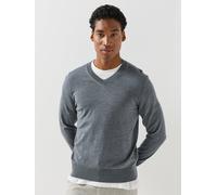 BOSS Mens H-Melba V Neck Knitted Jumper, Grey, Size S, Men Grey