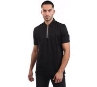 Boss Mens H-Paras 65 Zip-Placket Polo Shirt in Black Cotton - Size Small