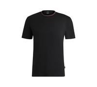 BOSS Mens H-Tessler 199 Mercerised-Cotton Slim-fit T-Shirt with Collar Stripe Black