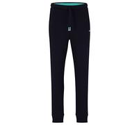 BOSS Mens Hadiko 1 Regular-fit tracksuit bottoms with multi-coloured logos