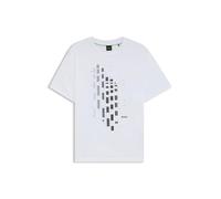 BOSS Mens HBG GRX Degradé Geometric Print T-Shirt Cotton White M