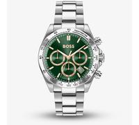 BOSS Mens Hero 2.0 Silver Tone Green Chronograph Watch 1514268