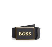 BOSS Mens Icon-S1 Plaque-buckle belt in Italian leather