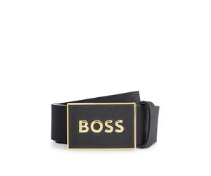 BOSS Mens Icon-S1 Plaque-buckle belt in Italian leather