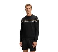 BOSS Mens Iconic Sweatshirt Cotton-terry sweatshirt with signature stripe Black