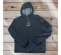 BOSS Mens J Neon Mixed-material hooded jacket patterned trims XL £299 Black/Grey