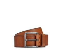 BOSS Mens Jeeko Sz40 Leather belt with logo and dark ruthenium hardware