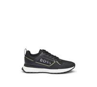 BOSS Mens Jonah Runn Mixed-Material Trainers with Large Side-Panel Logo Size 12 Black