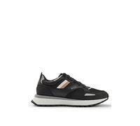 BOSS Mens Jonah Runn Mixed-Material Trainers with Signature Stripe Size 6 Black