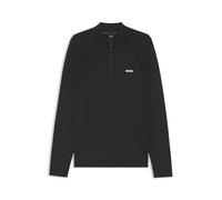 BOSS Mens K Momentum-Lite MN Cotton-Blend Sweater with Quarter Zip and Body-Mapping Black