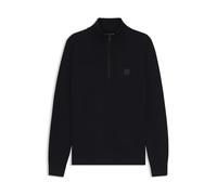 BOSS Mens Kanobix S Logo-Patch Zip-Neck Sweater in Cotton and Cashmere