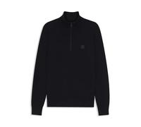 BOSS Mens Kanobix S Logo-Patch Zip-Neck Sweater in Cotton and Cashmere