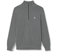 BOSS Mens Kanobix S Logo-Patch Zip-Neck Sweater in Cotton and Cashmere