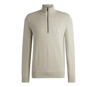 BOSS Mens Kanobix S Logo-Patch Zip-Neck Sweater in Cotton and Cashmere