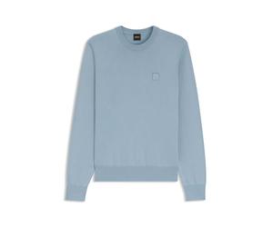 BOSS Men's Kanovano S Knitted Cotton and Cashmere Pullover with Logo Label, Light/Pastel Blue 458, L