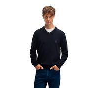 BOSS V-neck sweater in cotton and cashmere with logo patch - Style Kanovano_V_S, 50534120 Dark Blue XL