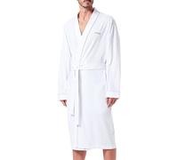BOSS Mens Kimono BM Cotton-Jersey Dressing Gown with Embroidered Logo White