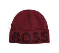 BOSS Men's Knitted Beanie Lamico Hat O Black Made in Italy, One Size (Dark Red)
