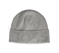 BOSS Men's Knitted Beanie Lamico Hat O Black Made in Italy, One Size (Open White)