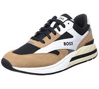BOSS Mens Kurt Runn Mixed-Material lace-up Trainers with Suede Trims Size 5