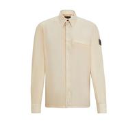 BOSS Mens Laio Oversized-fit Overshirt with Hidden Front Zip Beige
