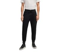 Boss Mens Lamont Solid Patterned Slim Joggers in Black - Size Medium