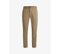 Boss Mens Light/pastel Brown Casual Slim-fit Straight-leg Stretch-cotton Trousers 33/34