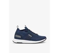 Boss Mens Logo-Embossed Mesh and Suede Low-Top Trainers Dark Blue Eur 40 / 6 UK Men