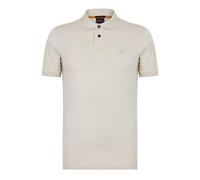 BOSS Mens Logo Patch Cotton Blend Piqué Polo Top Open White M