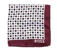 Boss Mens Logo Pocket Square - Natural/Maroon - Natural/Maroon - One Size