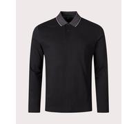 BOSS Mens Long Sleeve League Plisy Polo Shirt - Colour: 001 Black - Size: Medium