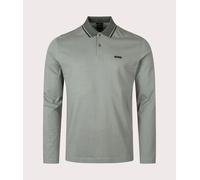 BOSS Mens Long Sleeve League Plisy Polo Shirt - Colour: 358 Open Green - Size: Medium